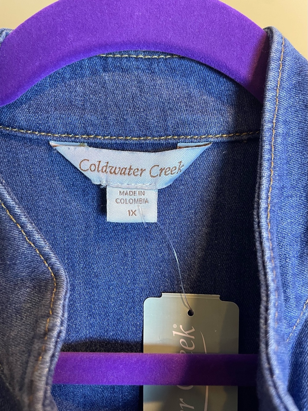 Coldwater Creek,Peblum,Stretch Denim Jacket,Sz 1X Medium Wash,Casual FeminineNWT - Picture 4 of 13